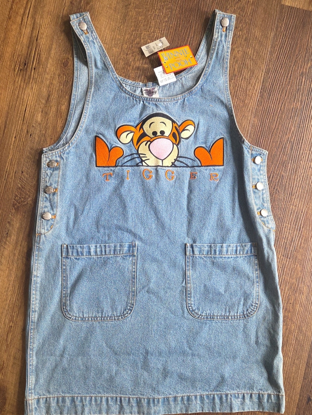 Vintage New With Tag Tigger Denim Pinafore Overall Jumper Dress